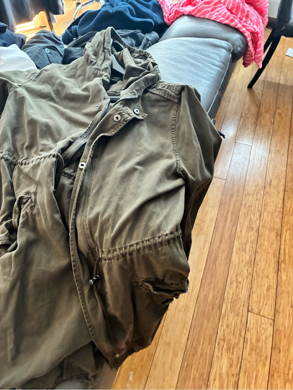 Forever 21 Olive Green Hooded Field Jacket